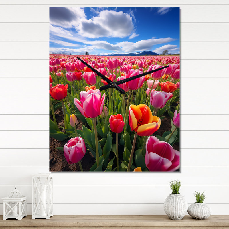 Allemagne, tulipe symphonique - horloge murale florale, H 40 po x l 30 po x P 1 po