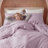 100% Washed Cotton Comforter Set King Size – Lavender Purple, Linen-Like Texture, Soft & Breathable Bedding Set, 3-Piece Durable Percale Comforter-123119590-123119591