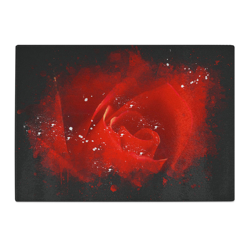 Rose Flower Vol.8 Paint Splash Chopping Board, 0.4cm H x 28.5cm W x 39cm L