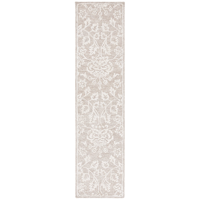 Sazi Hand Tufted Wool Pile Damask Rug, Runner 2'3" x 9'