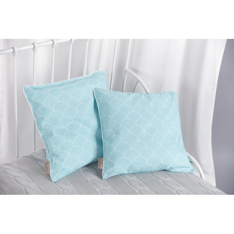 Ikat Square Cushion Cover, White and pastel mint