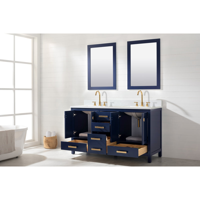 Ensemble de meuble-lavabo double 60 po Binion, Bleu