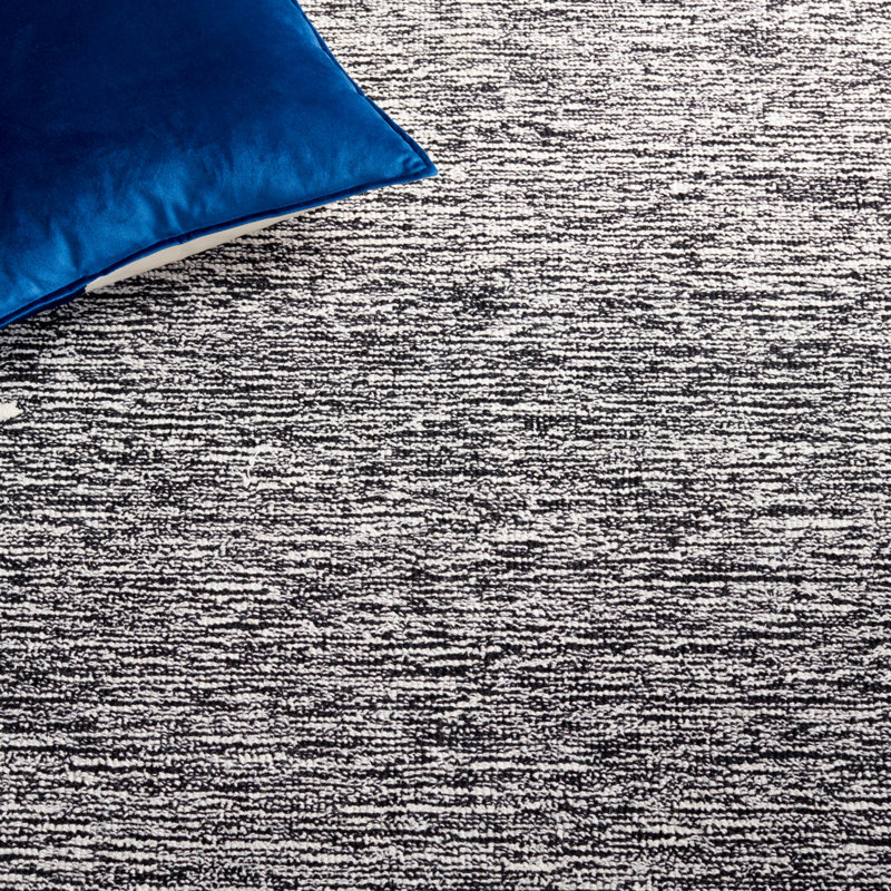 Tapis noir / ivoire en laine / coton touffeté à la main Janyla, Rectangle 5 pi x 8 pi