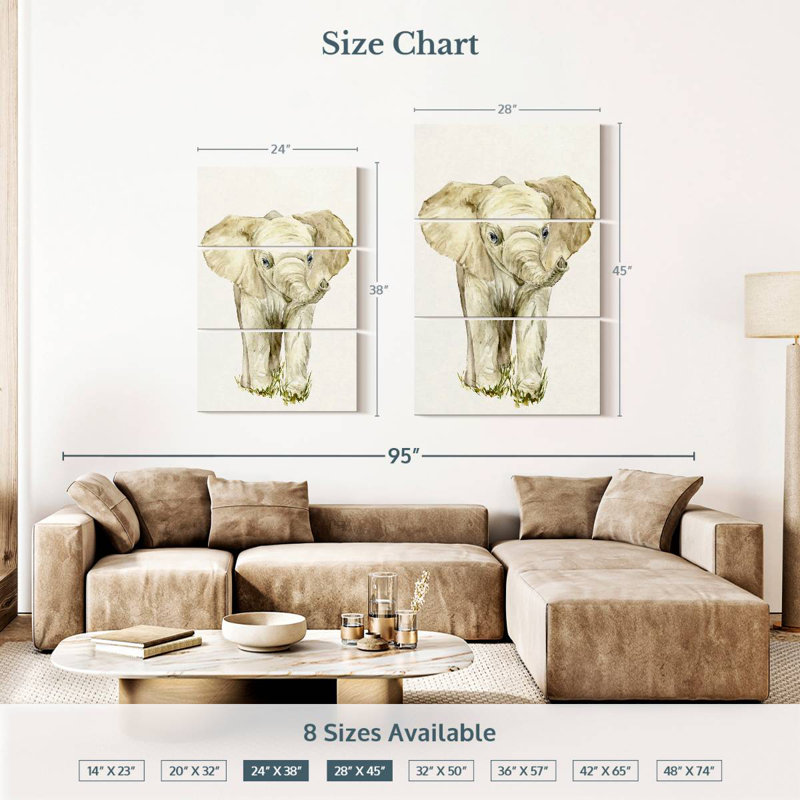 Brampt bébé éléphant I, H 38 po x l 24 po