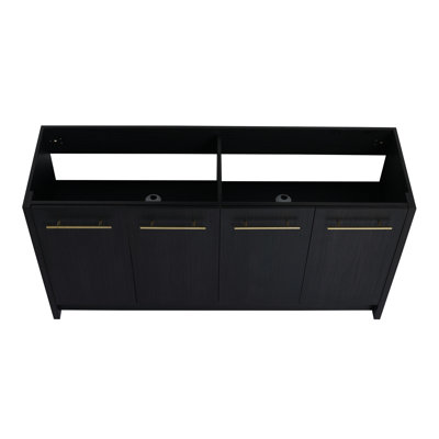 Meuble-lavabo autoportant de 60 po, rangement en châtaignier noir, porte à fermeture en douceur, regard de rangement considérable, transmission en contreplaqué de 60 po pour la salle de bain, châtaignier moderne, rangement généreux, corps