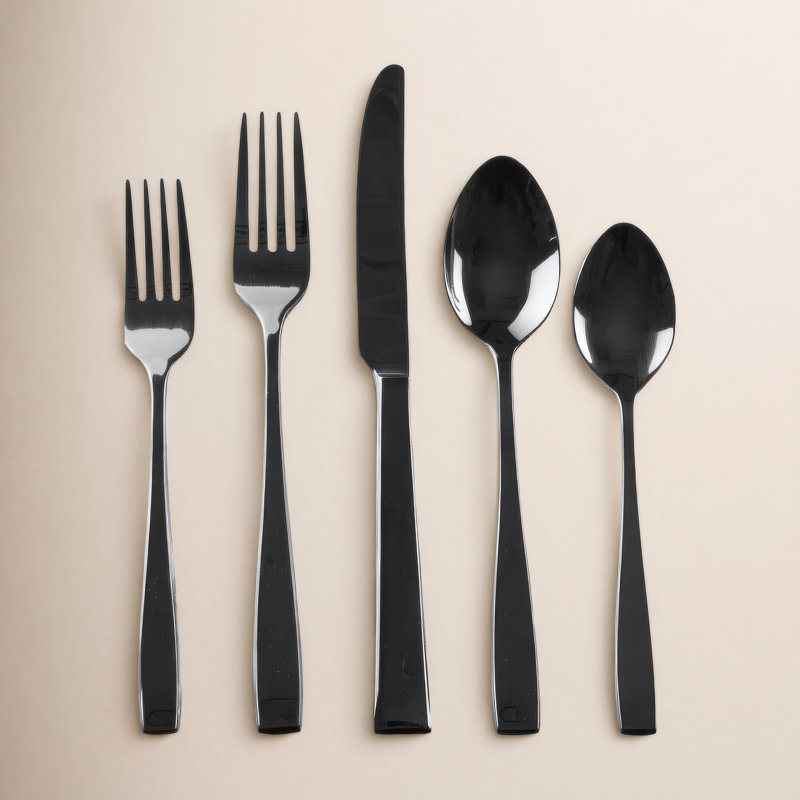 Ensemble de couverts 20 pièces Flagstaff, service pour 4, Noir brillant