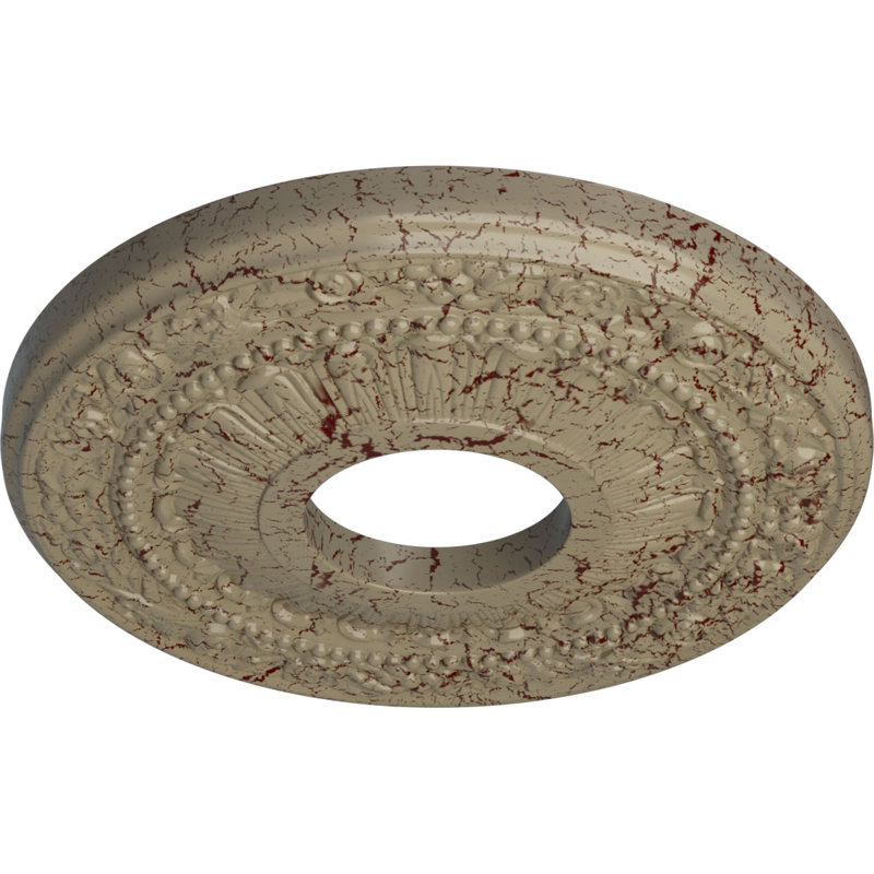 Médaillon de plafond Endurathane Nadia, DE 12 1/8 po x P 3 5/8 po x P 7/8 po (convient aux auvents jusqu'à 4 7/8 po), fini craquelé Gobi peint à la main