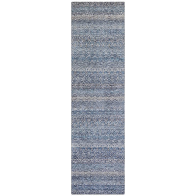Machine Washable Indoor/Outdoor Xhevrie Blue Rug