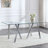 Tempered Glass Dining Table With Sturdy Metal Legs, Safe And Durable For Modern Home Decor-303948476-318608524