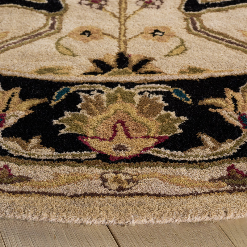 Tapis oriental en laine touffeté à la main Balthrop, Rond 3 pi 6 po