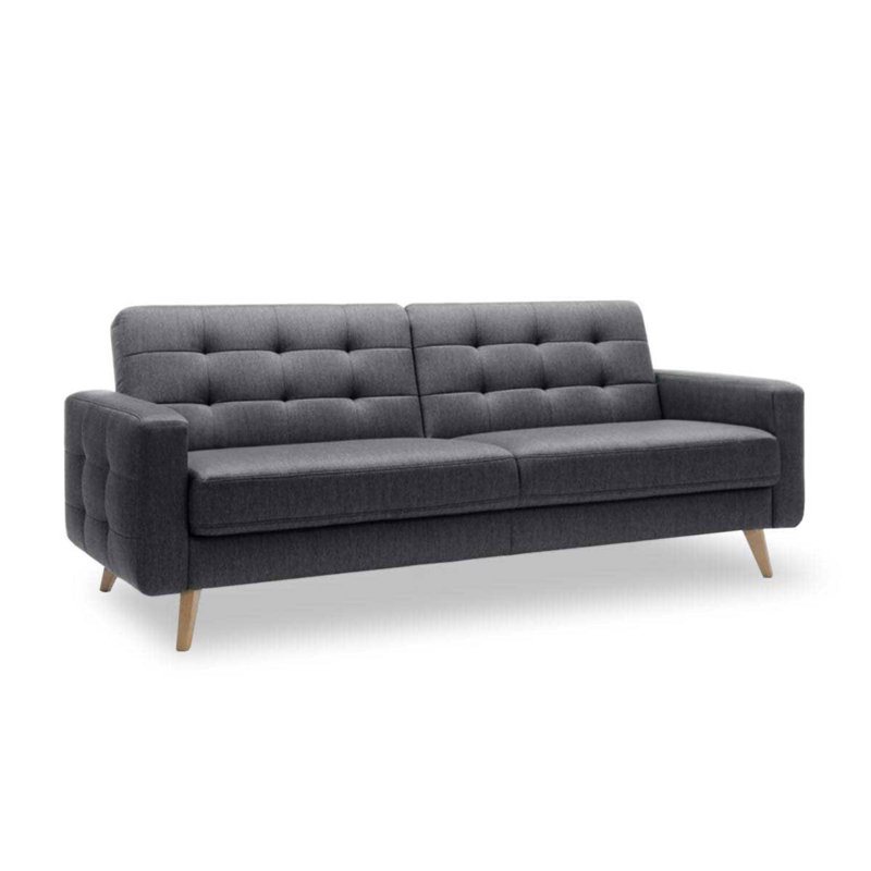 Canapé-lit Nappa avec rangement, Gris foncé / 100% polyester