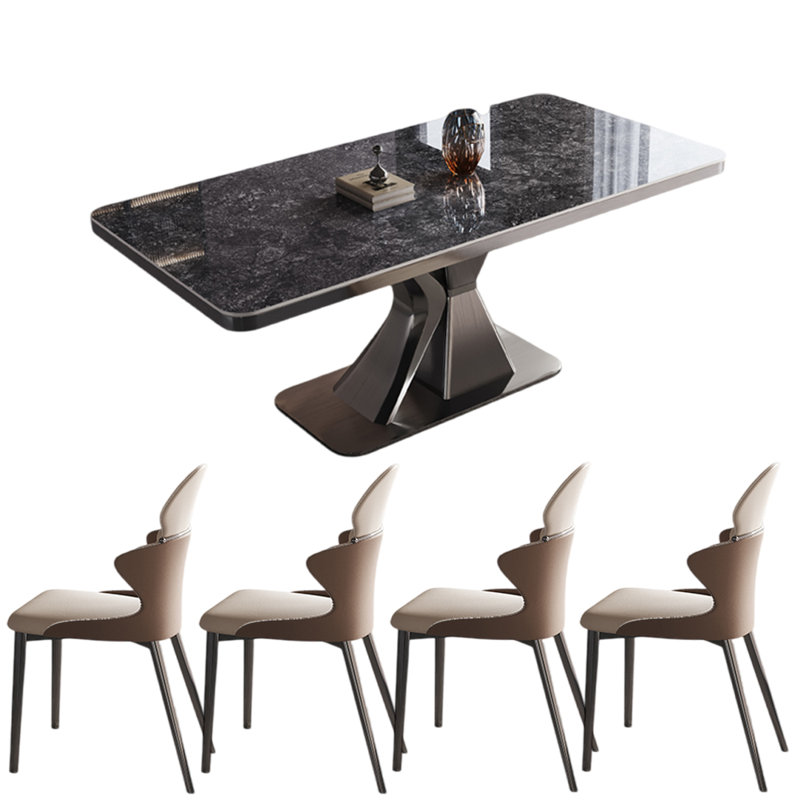 Ensembles de table à manger de luxe moderne de style italien, Noir, noir, noir, noir, H 29,53 po x L 62,99 po x l 33,46 po