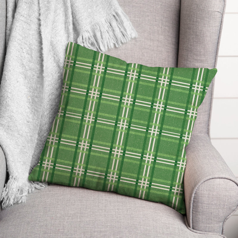  St. Patrick's Plaid Square Pillow Cover & Insert