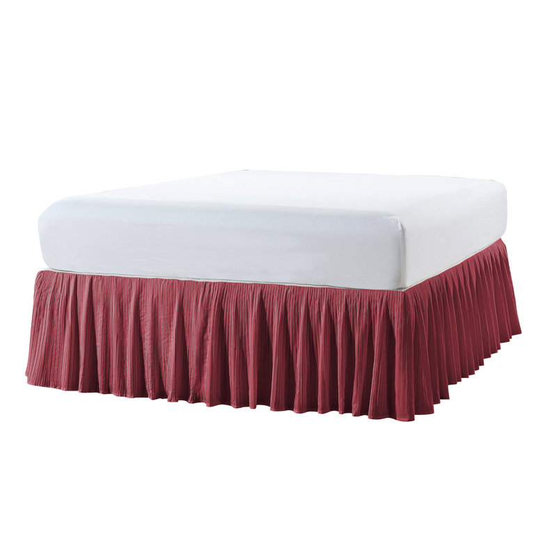 Diamond Square Pleated Bed Skirt, King, Brick