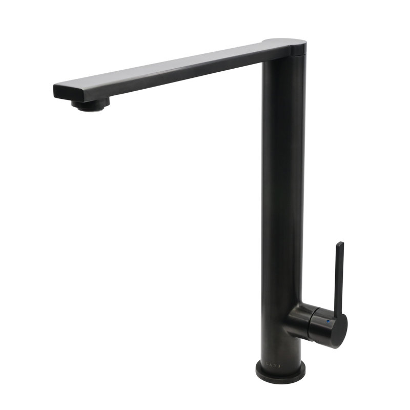 Lulani Cebu Swivel Single Handle Kitchen Faucet, Steel Black
