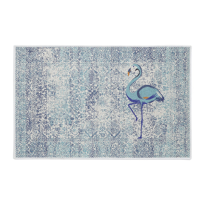 Tapis gris / bleu en coton