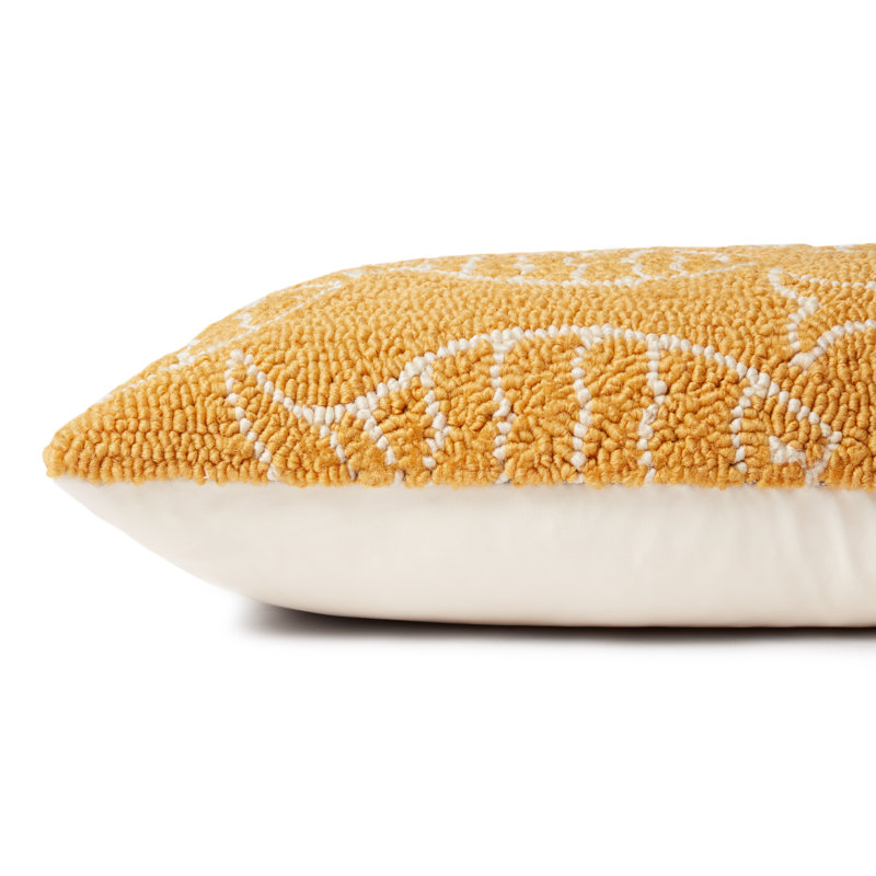 Yellow Embroidered Fish Pattern Outdoor Lumbar Pillow