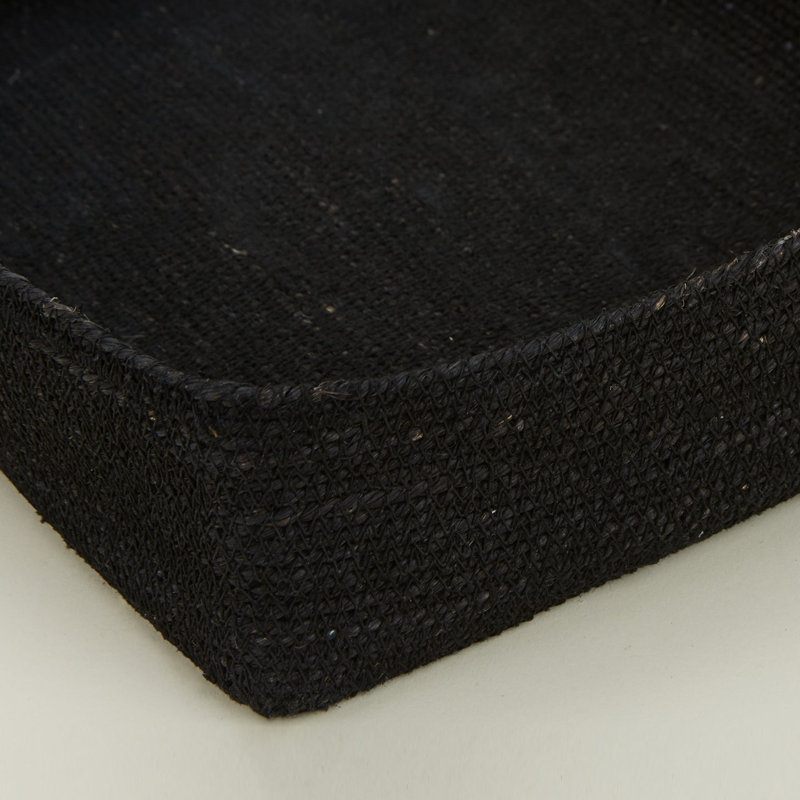 Essential Hand Woven Seagrass Decorative Basket, Black