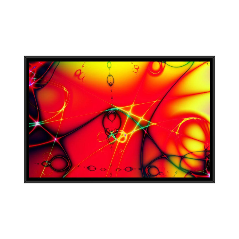 "Digital Fire Ball", impression sur toile, H 18 po x l 26 po x P 1,5 po, Toile avec cadre noir, Pas de tapis