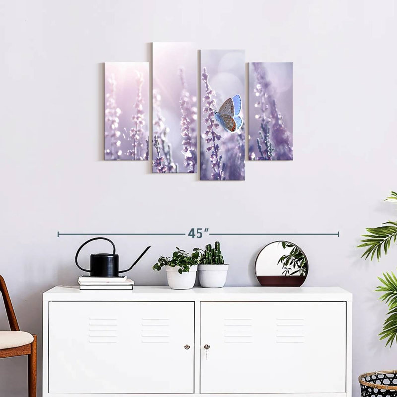Lavender Tone " Lavender Flower " 4 - Pieces, 22" H x 36" W x 1" D