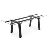 Levante Glass Extendable Table with Wooden Legs