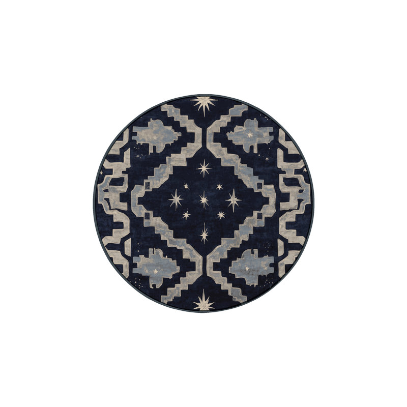Machine Washable Gray Area Rug, Round 5'