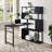 Home Office Computer Desk L-Shaped Corner Table, Rotating Computer Table With 5-Tier Bookshelf, Four Installation Methods, Lockable Casters