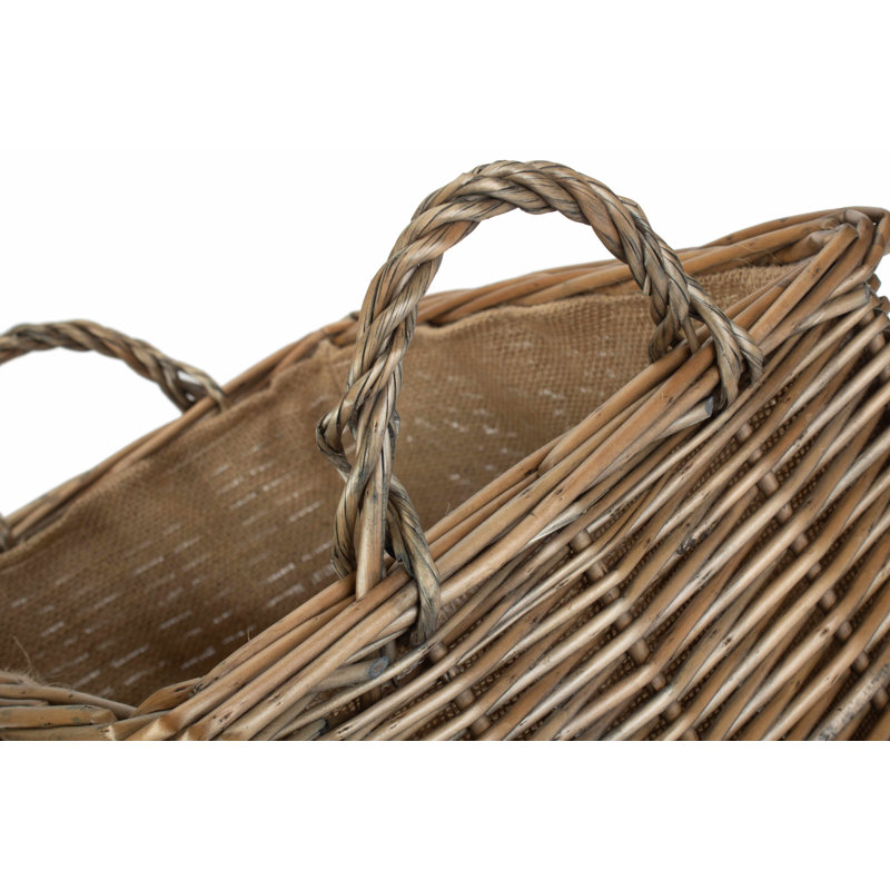 Wicker Lined Log Storage Basket, 33cm H x 25cm W x 35cm D