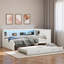 Lit de jour en bois avec tablettes de rangement, station de charge, DEL et lit gigogne-707061638