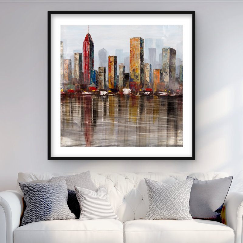 Rust Rust City - Bureau orange encadré décor mat, 36" H x 36" W