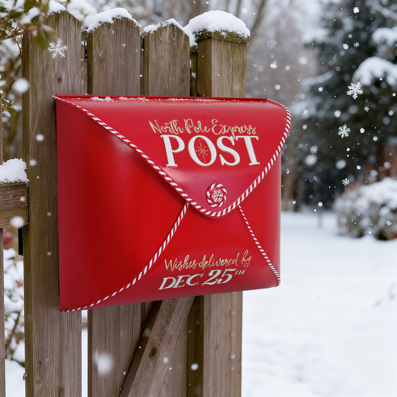 Boîte aux lettres du Père Noël - Lettres aux boîtes aux lettres du Père Noël, boîte aux lettres murale rouge pour décoration extérieure de Noël
