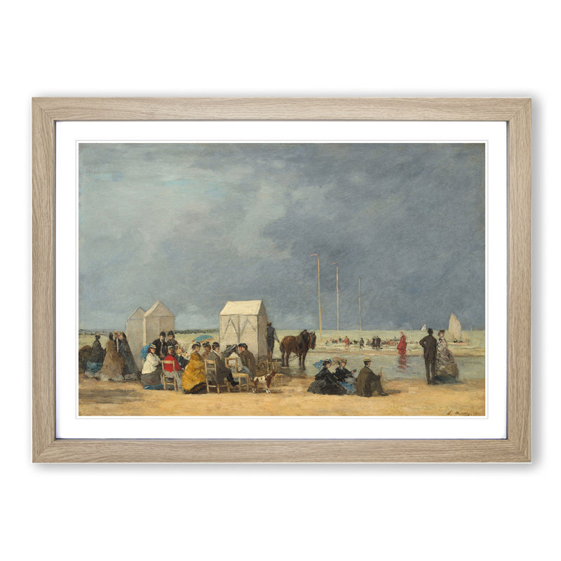 Bathing Time at Deauville by Eugene Boudin - Picture Frame Painting, 27cm H x 36cm W x 2cm D, Oak Framed