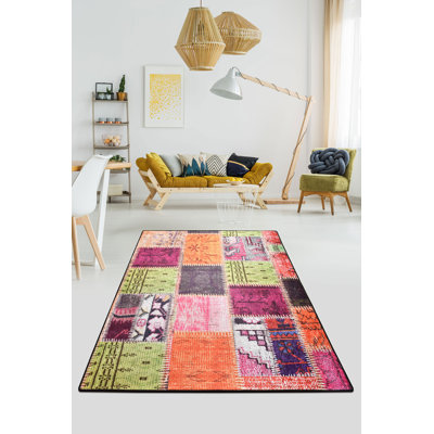 Premium Non-Slip Area Rug, 4.9 x 7.9 Feet, 100% Polyester, 0.4 in Pile Height | Antibacterial, Machine Washable, Easy Care | Perfect for Living Room, Bedroom & Office, Soft and Durable Design