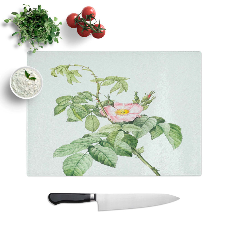 Tempered Glass Apple Rose Chopping Board, 39 cm W x 28.5 cm L