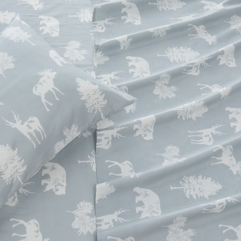 Full Light Grey Forest Animal Microfiber Sheet Set