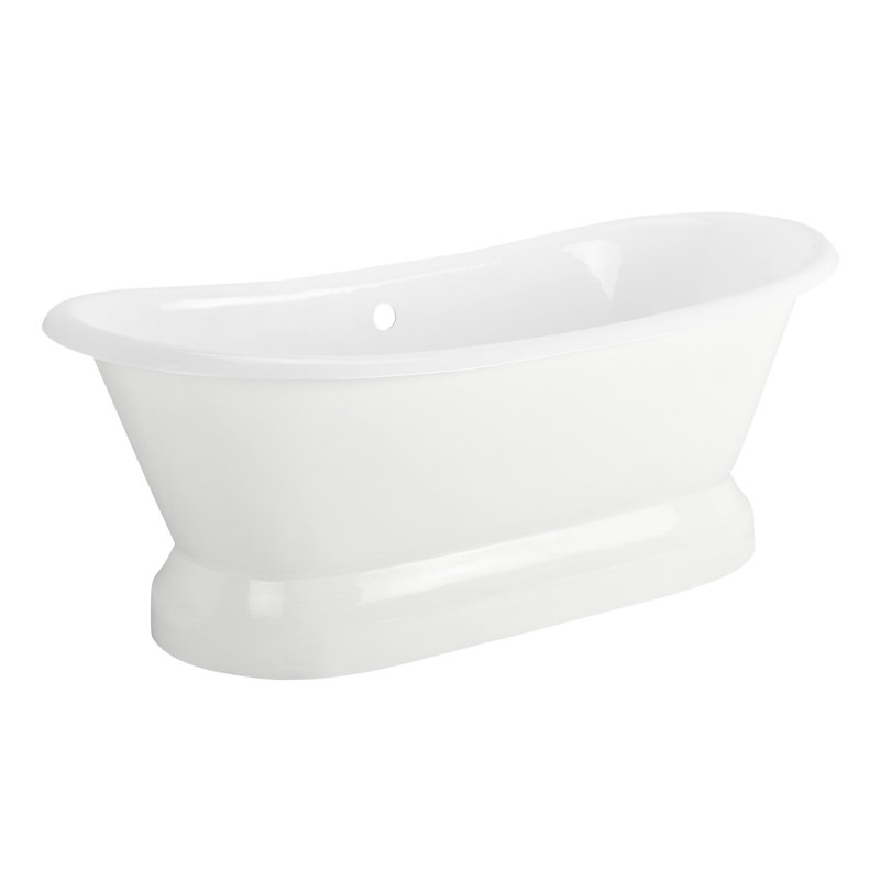 Frayser 71" White Cast Iron Freestanding Oval Pedestal Tub