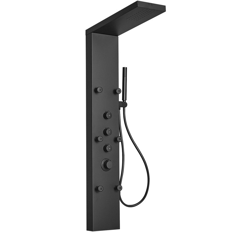 Système de tour de douche à inverseur 3 voies avec pomme de douche fixe, Noir