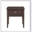 Table de bout classique avec tiroirs, port de chargement USB et finition brune pour les meubles de salon