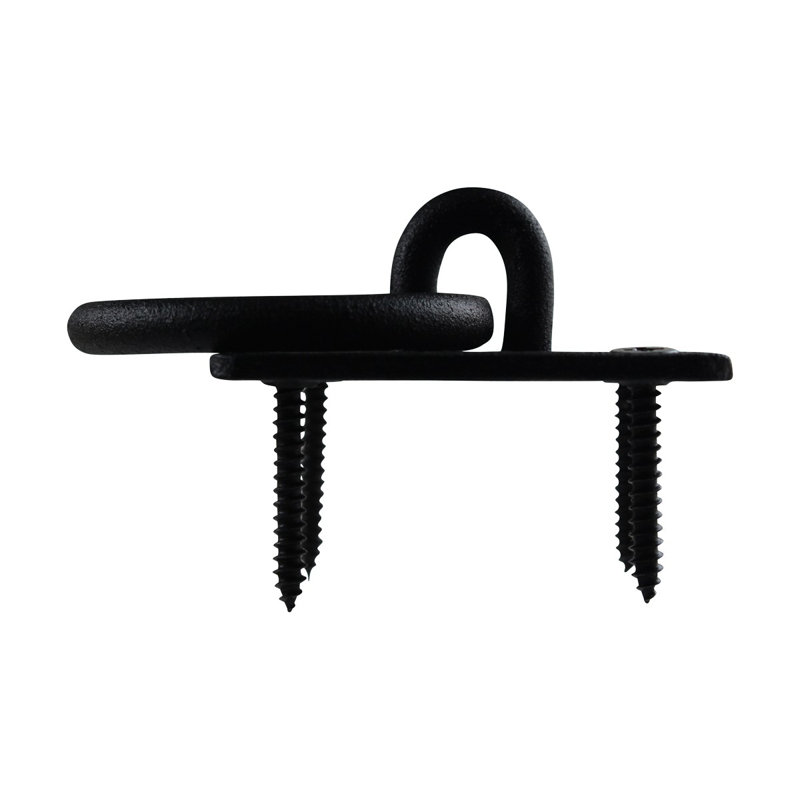 Black Cast Iron Ring Pull Cabinet Handle with Mounting Hardware