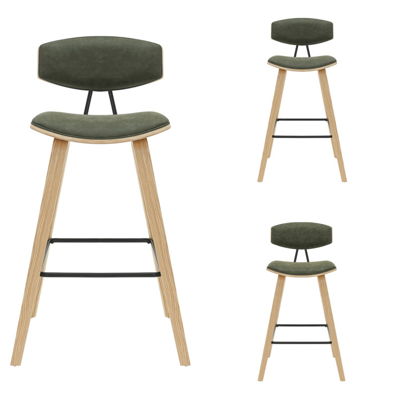 Whiddon Ensemble de 3 tabourets de bar en bois H, Vert, 38"