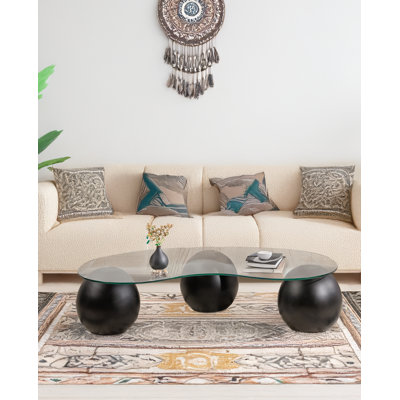 3 Sephere Legs Novelty Tempered Glass Coffee Table