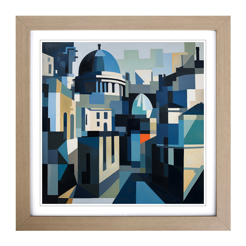 City Of Oxford Suprematism No.4 - Single Picture Frame Print on Wood, Oak