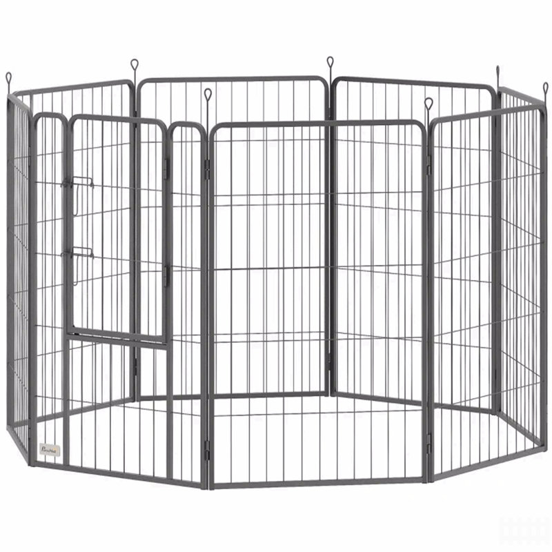 Enclos d'exercice 39 pouces, clôture pour animaux 8 panneaux en métal pour chiens de taille moyenne et grande