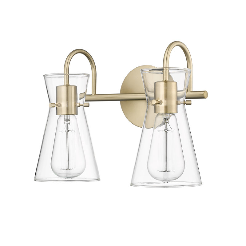 Éclairage pour meuble-lavabo à 2 lumières à intensité variable Stalcup, Or moderne