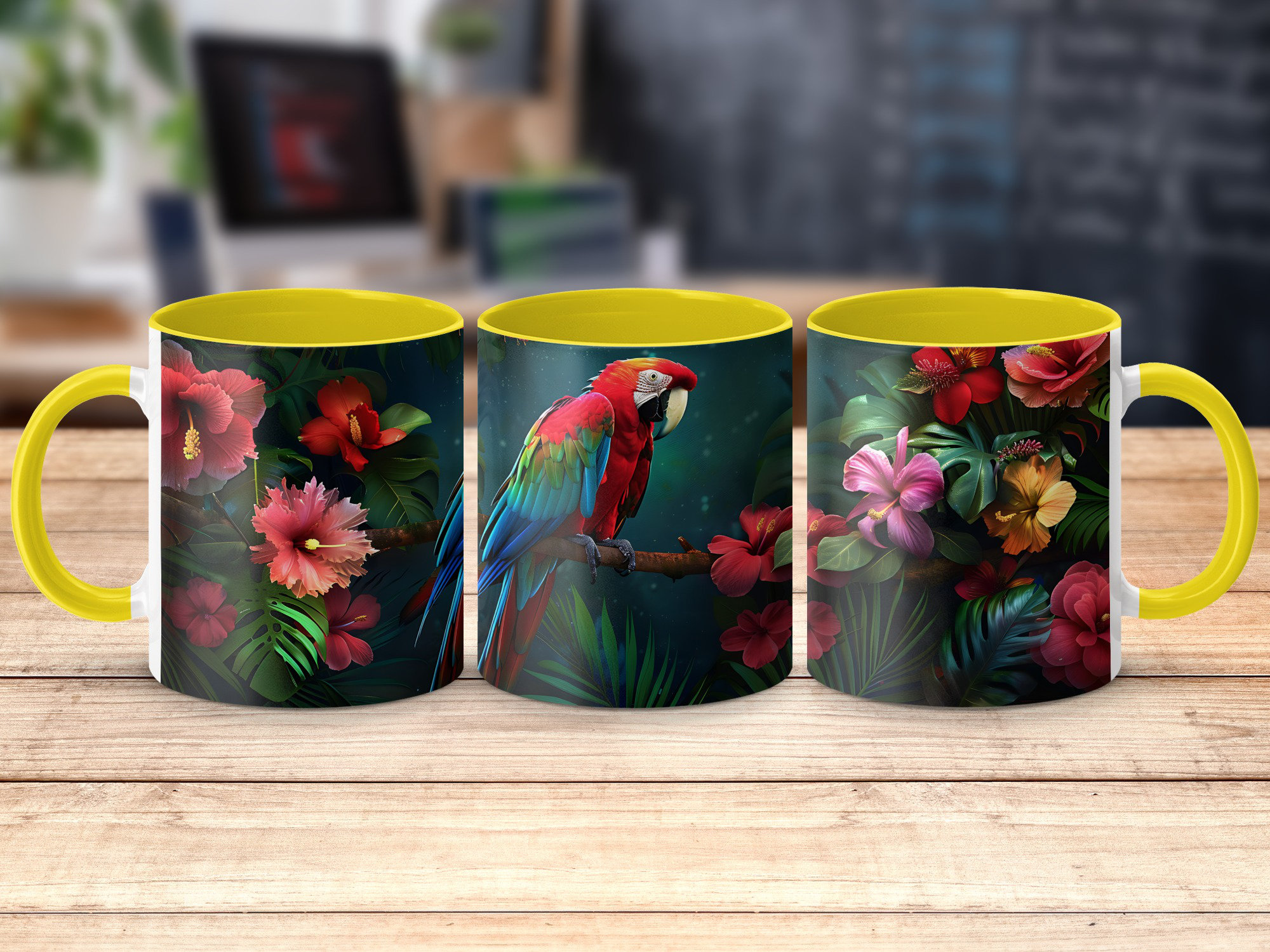 East Urban Home Set of 3 Realistic Animal Design 11oz Accent Mugs ...