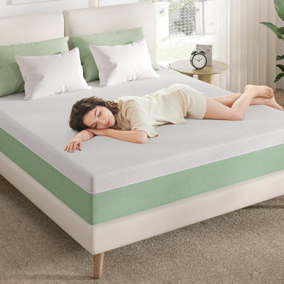 Green Gel Memory Foam Mattress For Suppotive & Pressure Relieving, Medium Firm Feel Mattress In A Box