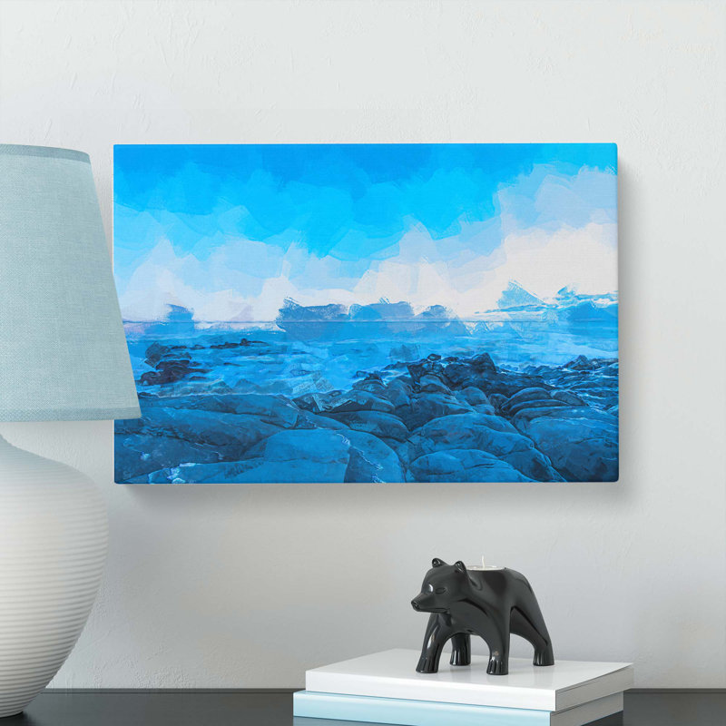 Sea View At Dawn In Abstract - Wrapped Canvas Painting, 35cm H x 50cm W x 3cm D