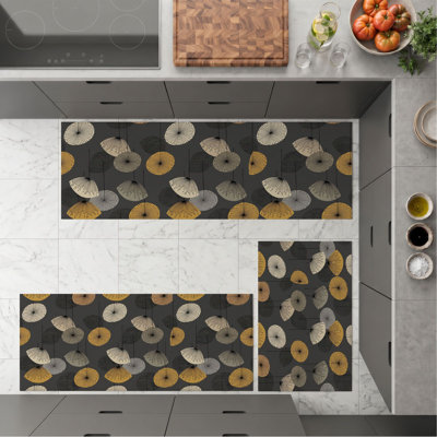 Floral Geometric Non-Slip Washable Kitchen Mats