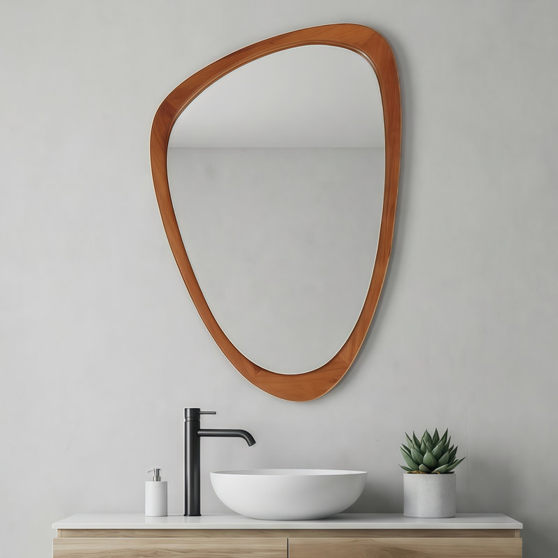 Miroir décoratif en bois massif, Brun