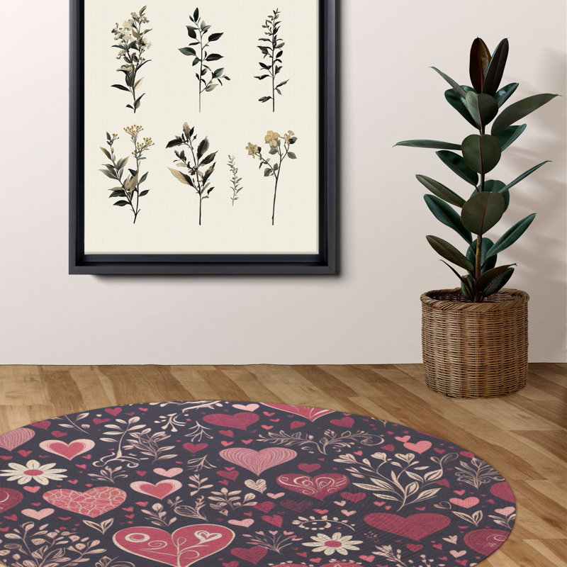 Tapis tressé Rosy Heart Love, Rond 5 pi